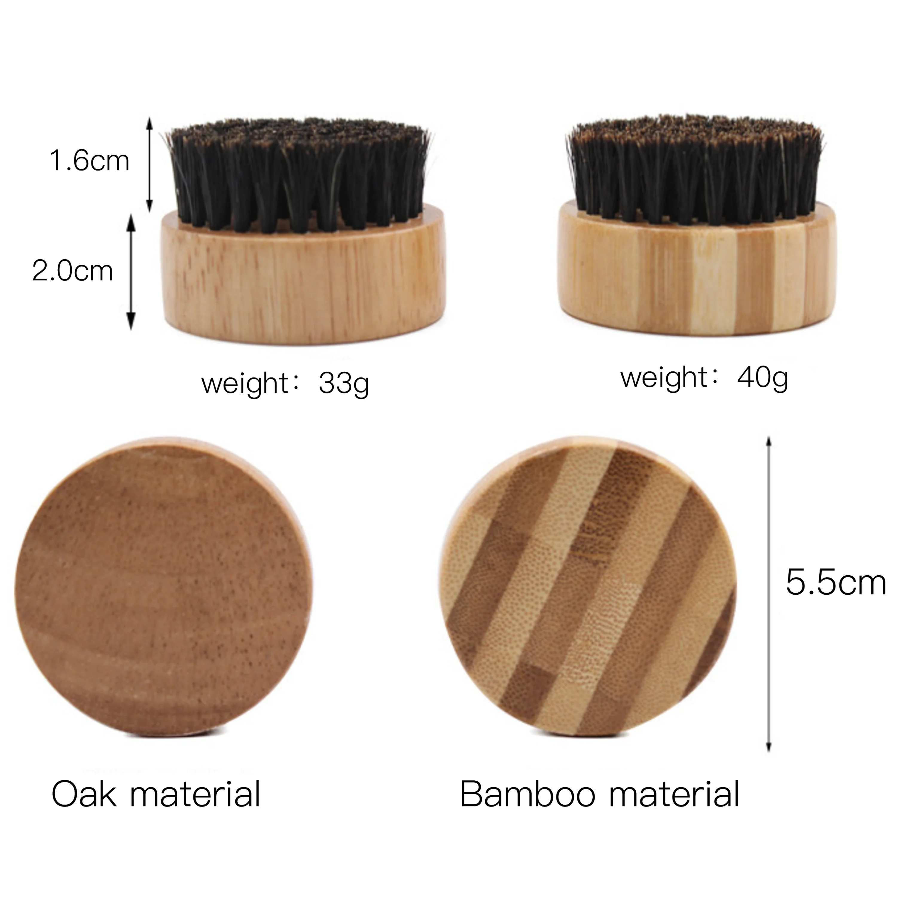 Private Label Custom Logo Wholesale Round Bamboo Wooden Small Beard Brush with and