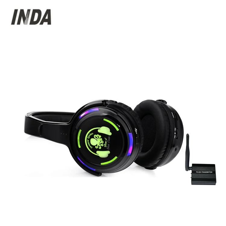 Best Selling LED Light Rechargeable Wireless Silent Disco Headphones 3 to 5 Channels Wholesale Hot