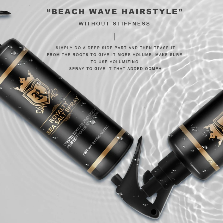 ROYALTY Custom Logo Natural & Organic Alcohol-Free Beach Wave Hairstyle Hair Sea Salt Spray Private Label For Men