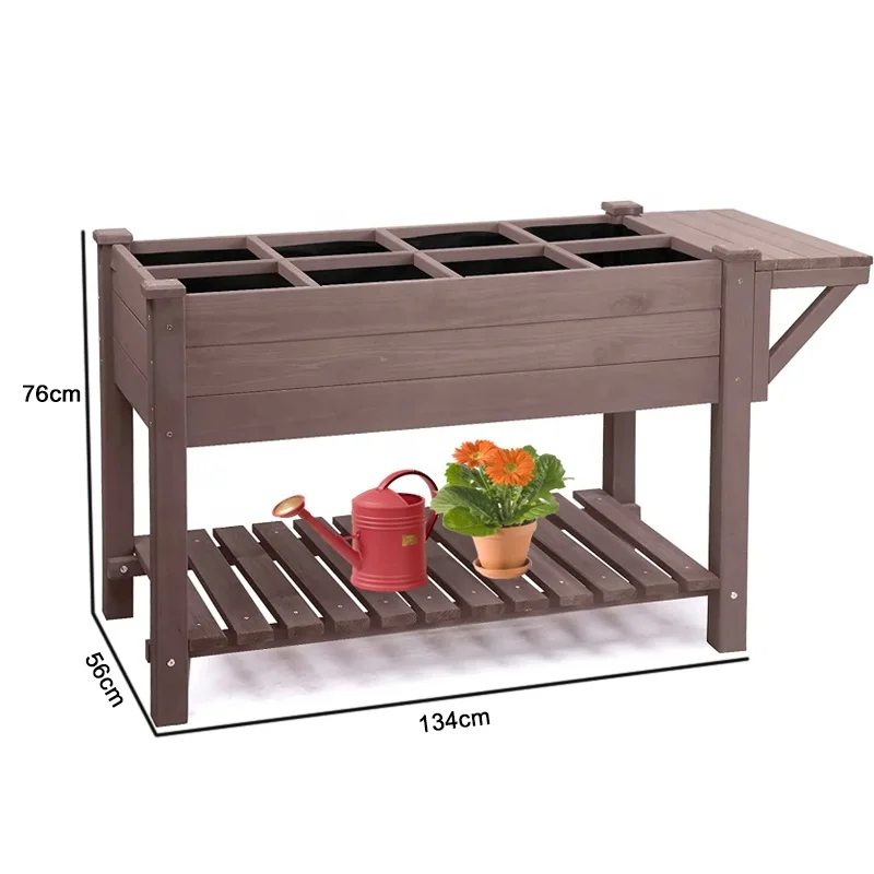Jaalex Easy Assembly Outdoor 2 Tier Raised Garden Bed Wooden Planter Box For Home Decoration