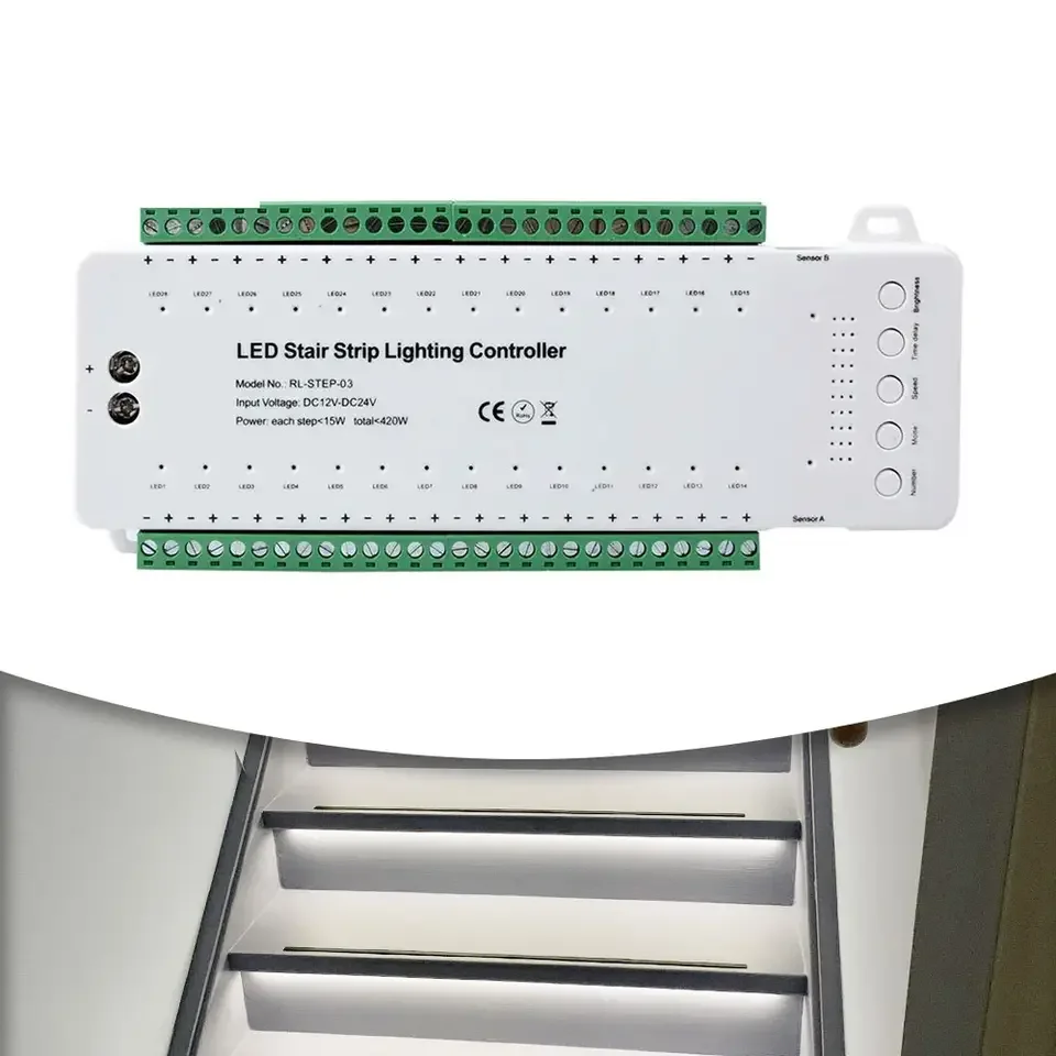 STEP-03 28 Steps LED Stair Strip Lighting Controller for Installing Stair Decoration Room Indoor LED Stair Lighting Complete Set