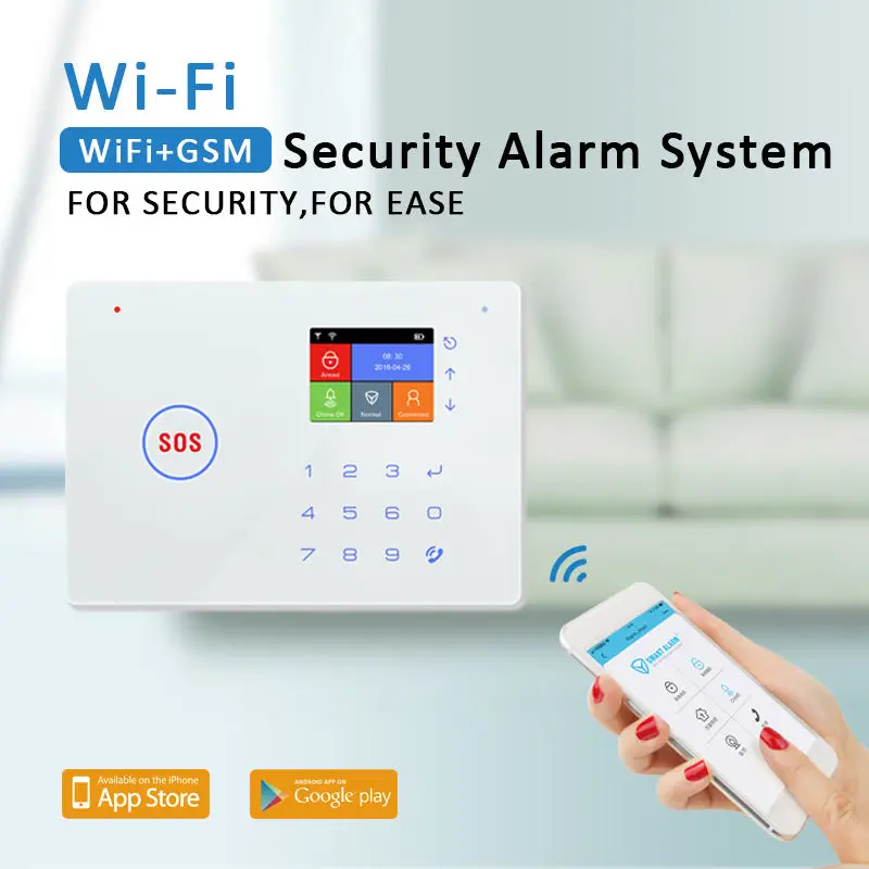 New release 2.4 inch TFT Screen Display GSM WIFI smart home fire alarm system smart home security alarm system