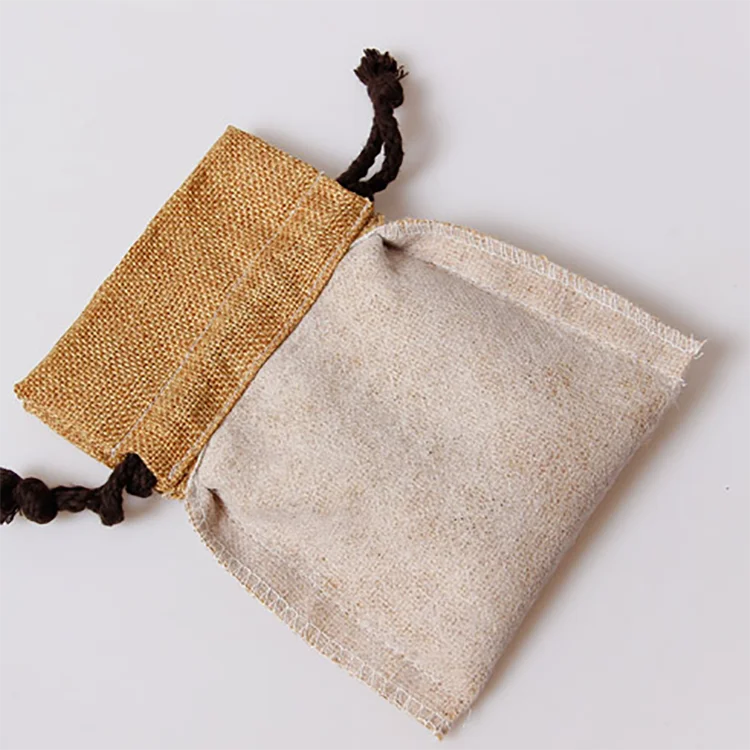 Hot sell custom drawstring burlap fabric packaging pouch jewelry jute bag for Gift Bags Jute Jewelry Drawstring Bags