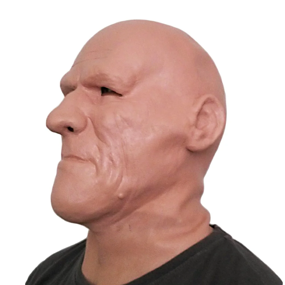 Halloween Old Man Latex Mask Strong Male Fancy Dress Rubber Full Head Realistic Human Mask Latex Disguise Mask