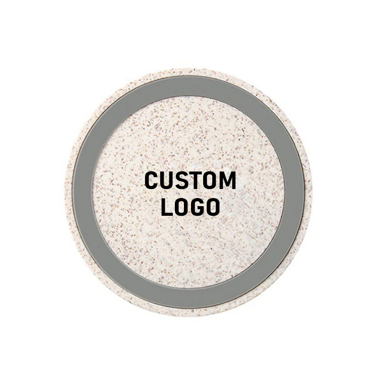 Custom Eco Friendly Wheat Straw Wireless Charger Portable Mobile Phone Fast Ultra-slim Wireless Charging Pad Charger