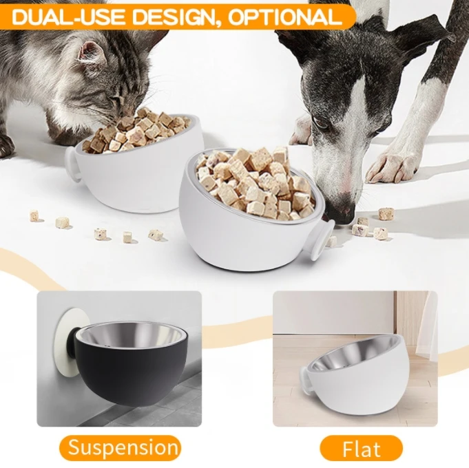 New Stainless Steel Dog Bowl Magnet Elevated Dog Bowl Anti-Slip Dog Bowl