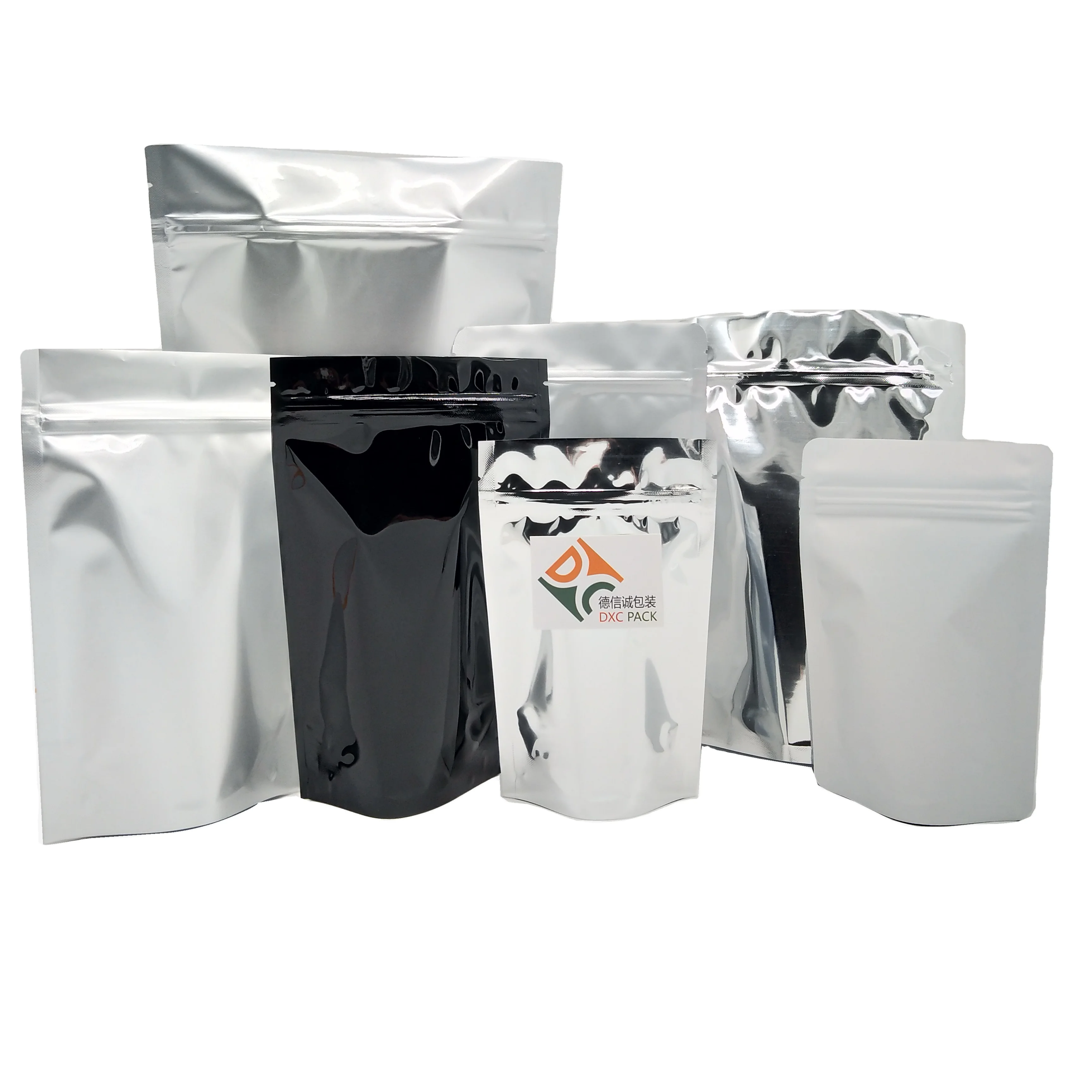 
DXC. Glossy Aluminum Foil Stand Up Zip lock Pouch With zipper 
