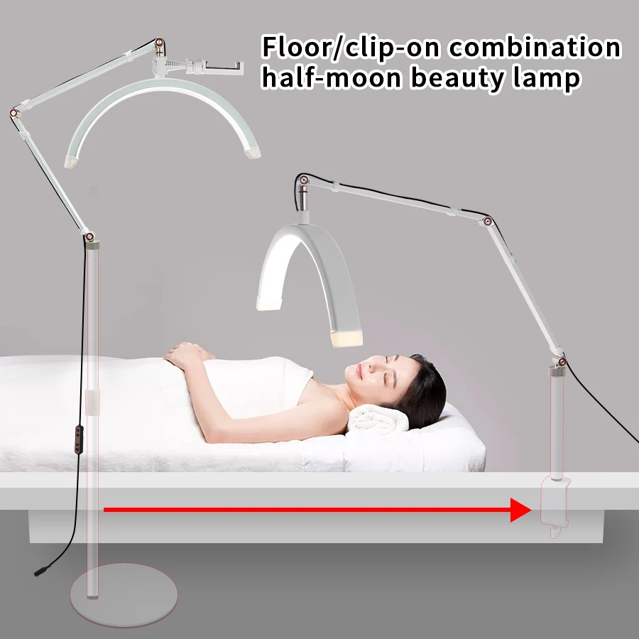 16-inch Beauty Light 20W Floor Clamp Half Moon Light Dual-purpose Aluminum Alloy LED Black Modern ABS Nordic Design Lamp 192 Pcs