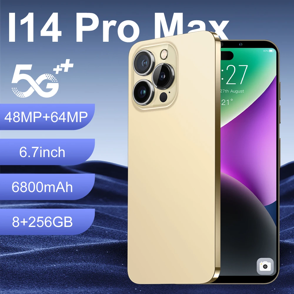 Best Price Phone I 14 Pro Max Android Smartphones 6.7 Inch 8Gb+256Gb 10 Core 5g Let Cellphones With 3 Camera Mobile Phones