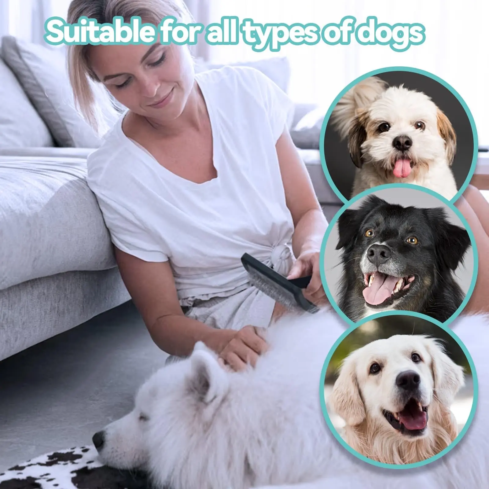 Petdom Oem Cat And Dog Brushes Medium Wooden Pet Hair Fluffing Dog Pins Brush Pet Cat Dog Grooming Slicker Brush