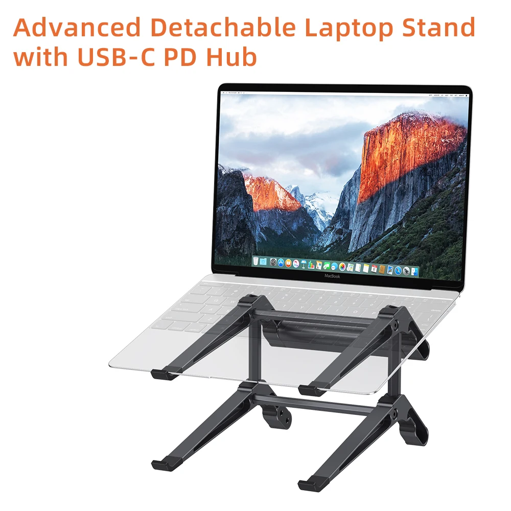 Hot Sale Portable Foldable Aluminium Alloy Laptop Notebook Holder Height Adjustable Aluminum Laptop stand With PD HUB