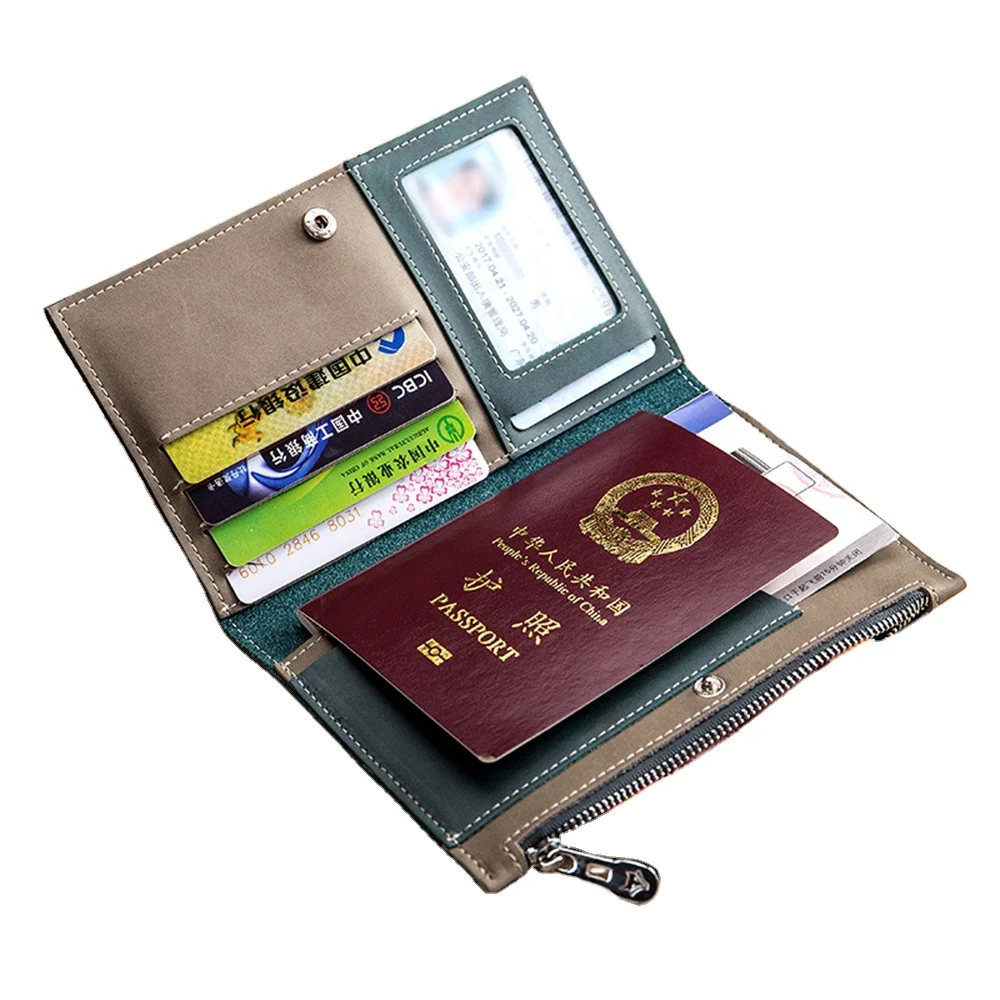 Fashion Band Leather Passport Cover RFID Blocking For Cards Travel Passport Holder Wallet Document Organizer Case Men Women