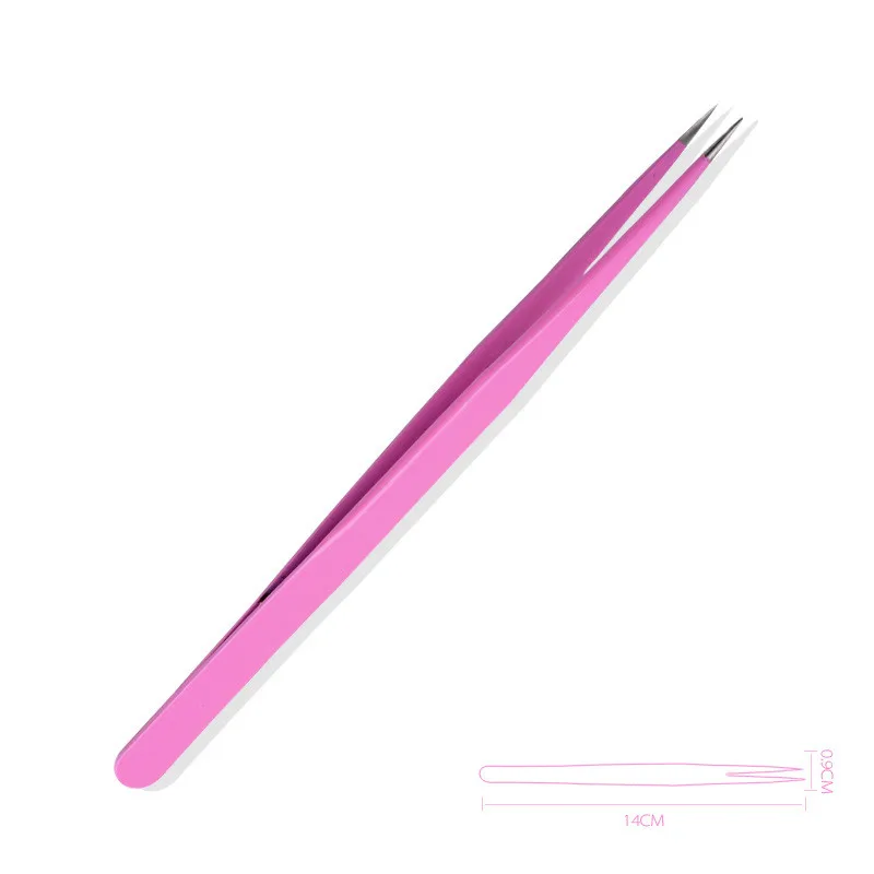 Picking Tool Pink Stainless Steel Eyelash Extension Curved Straight Tip Nippers Tweezer Nail Beauty Eye