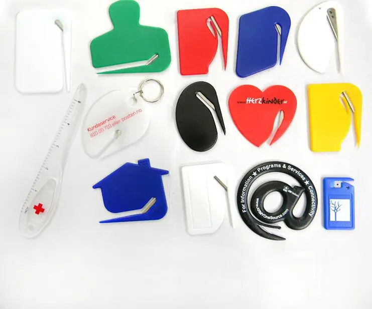 Цветные круглые квадратные открывалки для писем, пластиковый нож для конвертов и бумажных отправлений