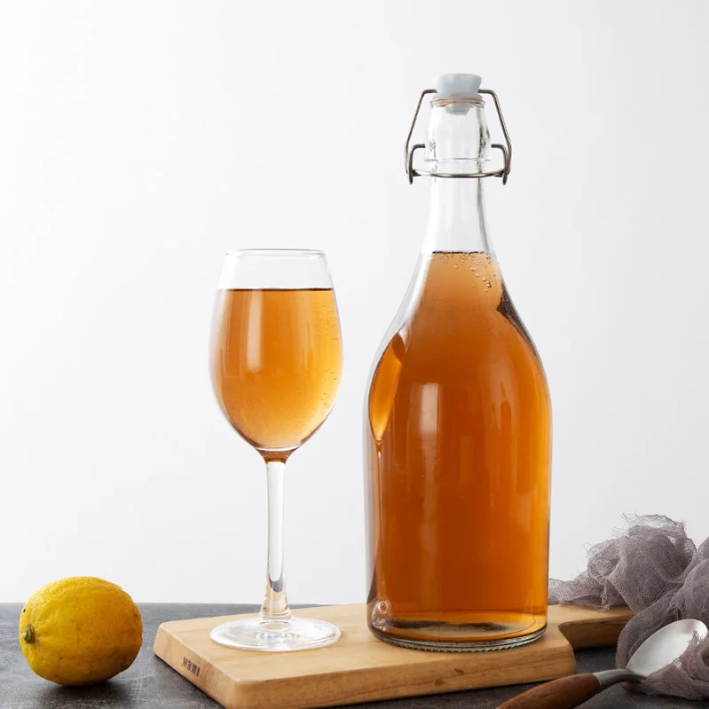 750ml 1000ml Classic Unique Easy Flip Lid Clear Drink Beer Wine Water Bottles Glass Swing Top Bottle with Airtight Stopper Cap