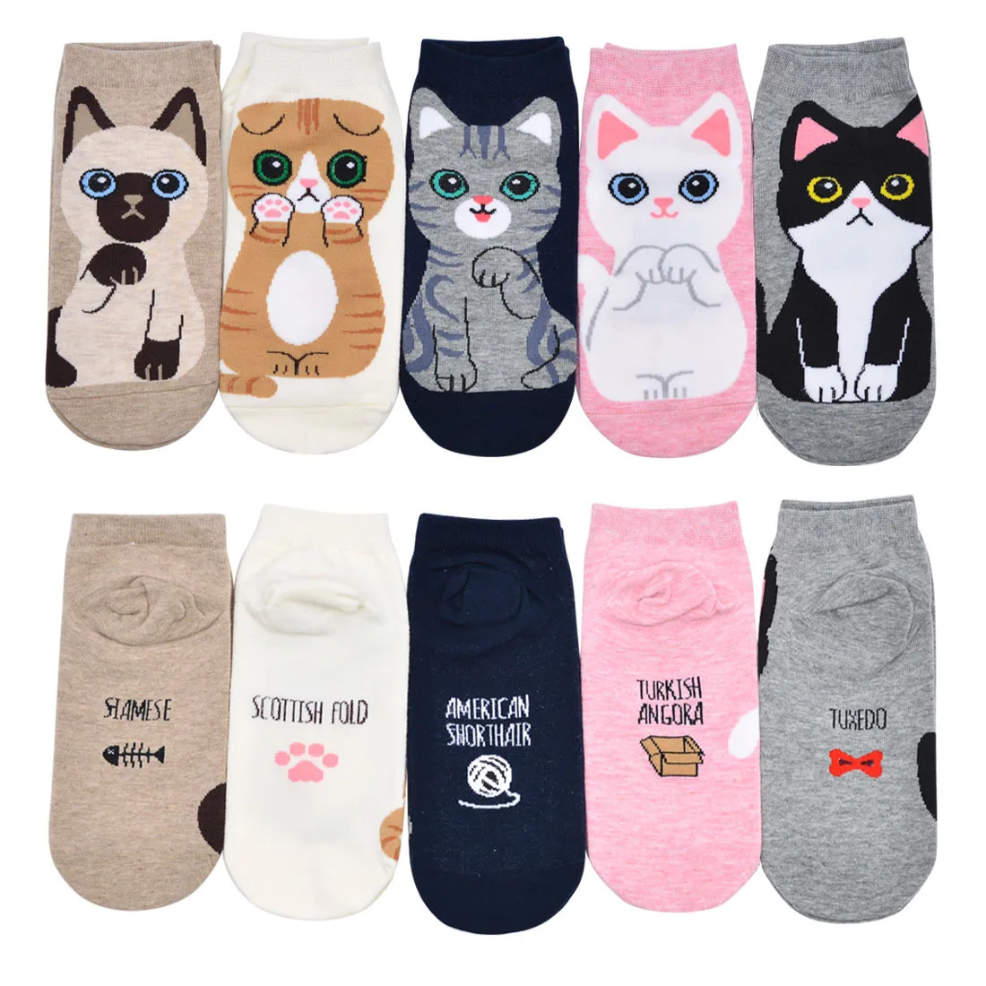Cartoon animal cat dog pattern cute ankle teen girl nice ankle socks womens