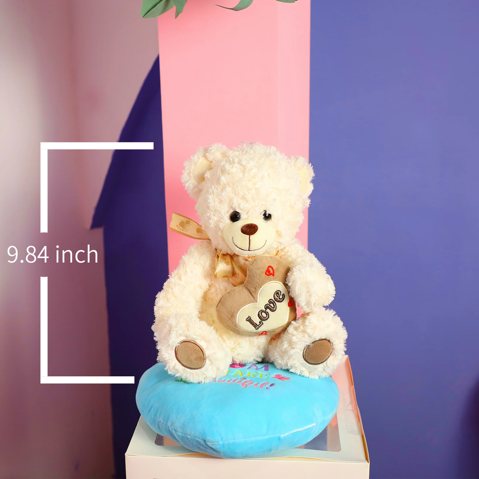 Factory custom soft and comfortable cheap standing plush teddy bear with heart