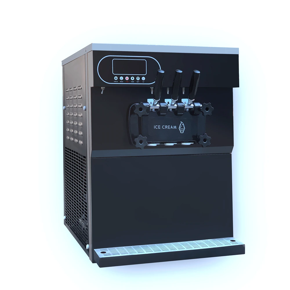 Hot Sale Tabletop Soft Ice Cream and Frozen Yogurt Machine 2+1 Mixed Flavors High Production From Milk for Home Use