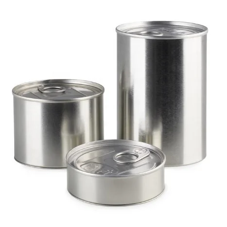 Wholesale empty food grade silver pressitin tin cans with custom stickers -cans packaging wholesale