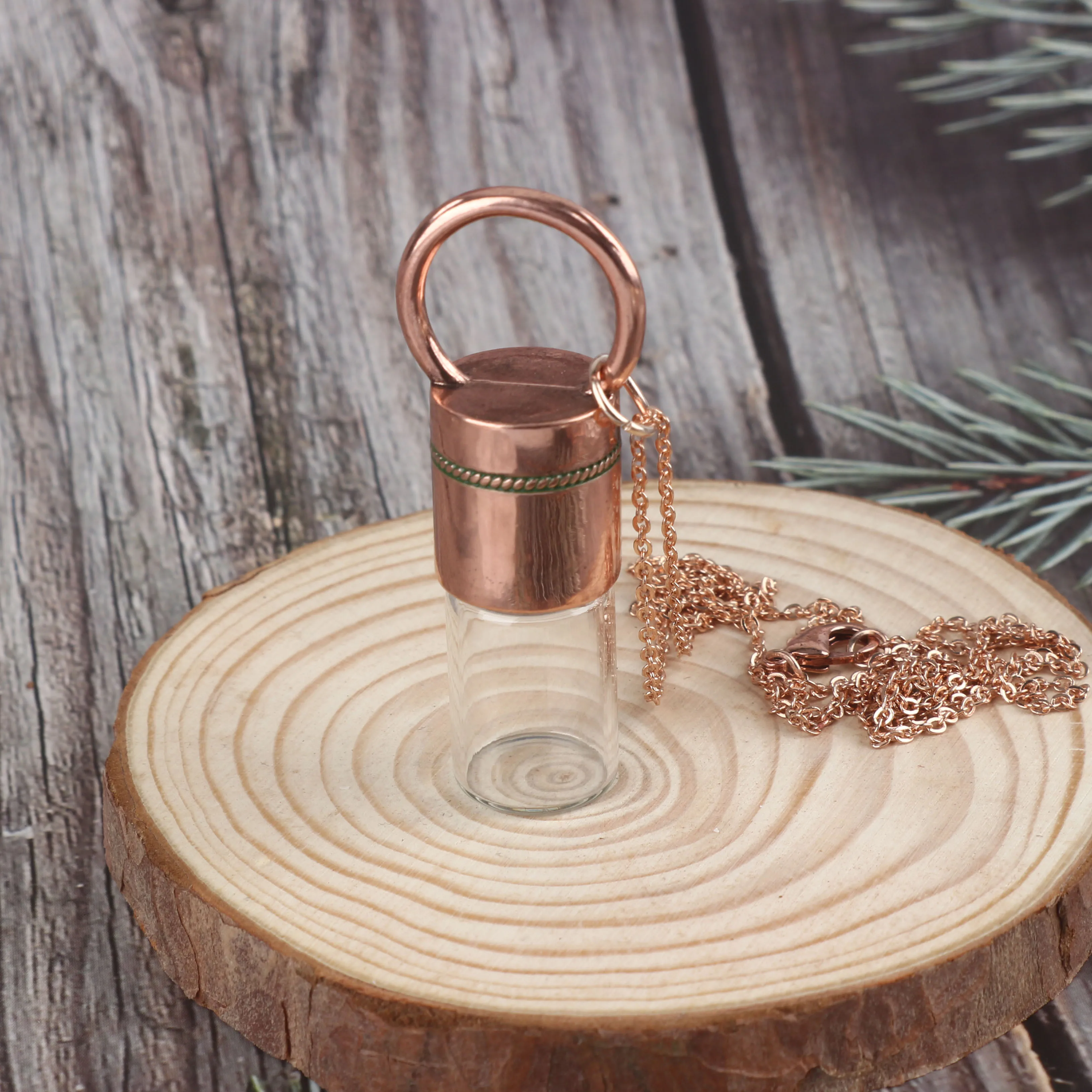 Rose Quartz Raw Crystals Crystal Gemstone Pendant Chain Mini Bottle Perfume Necklace