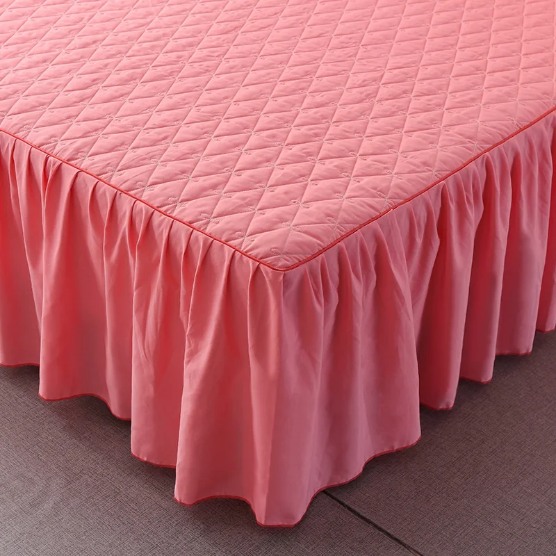 romantic maiden good pitch polyester towel embroidery korean bedding set lace warm bed skirt lace lotus leaf edge