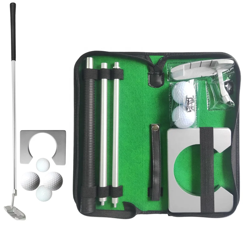 Travel Indoor Golf Practice Putting Portable Golf Putter Set Kit with Ball Hole-Cup