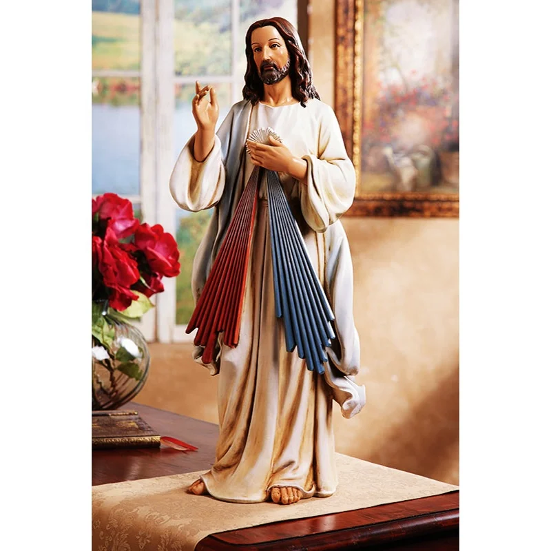 Wholesale custom religious decoration Catholic Jesus statue sculpture handmade resin Divine Mercy figurine