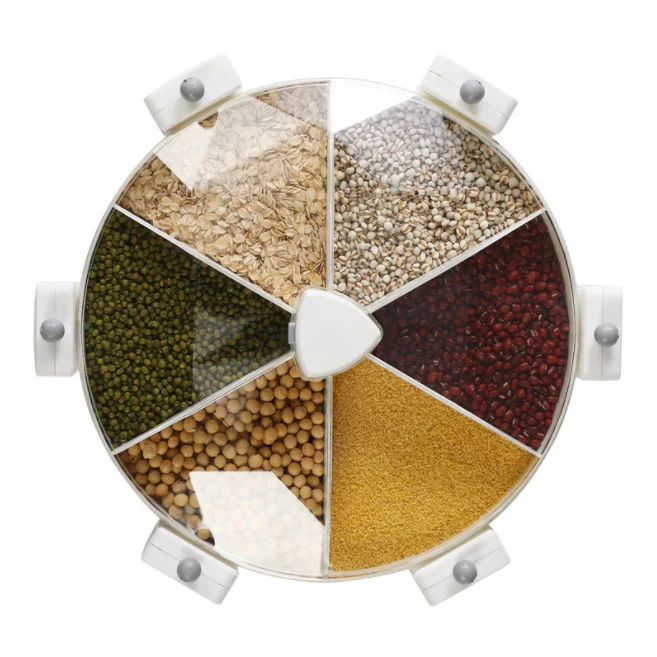 Wall-Mounted Food Storage Containers, Rotate Windmill Type Cereal Containers Storage Set, Rice Dispenser with Lids