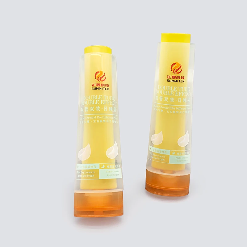 50ml Dual Chamber Double Tube dual functions Lotion Cosmetic Plastic Packaging for Day and night cleanser
