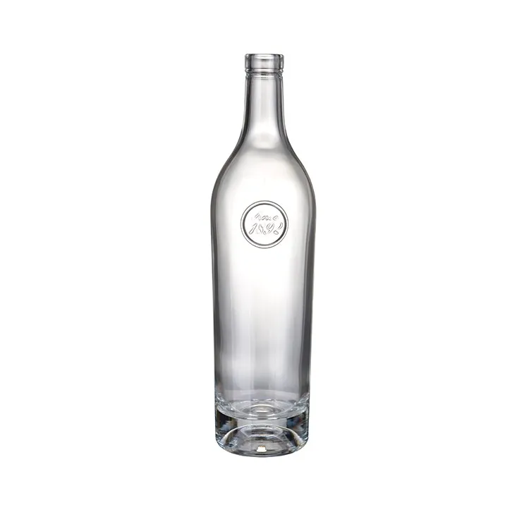 High Quality Gin Flint Spirit Whisky Vodka Liquor Glass Bottles with Embossed Finish for Brand Rum Liqueur Carton Packaging