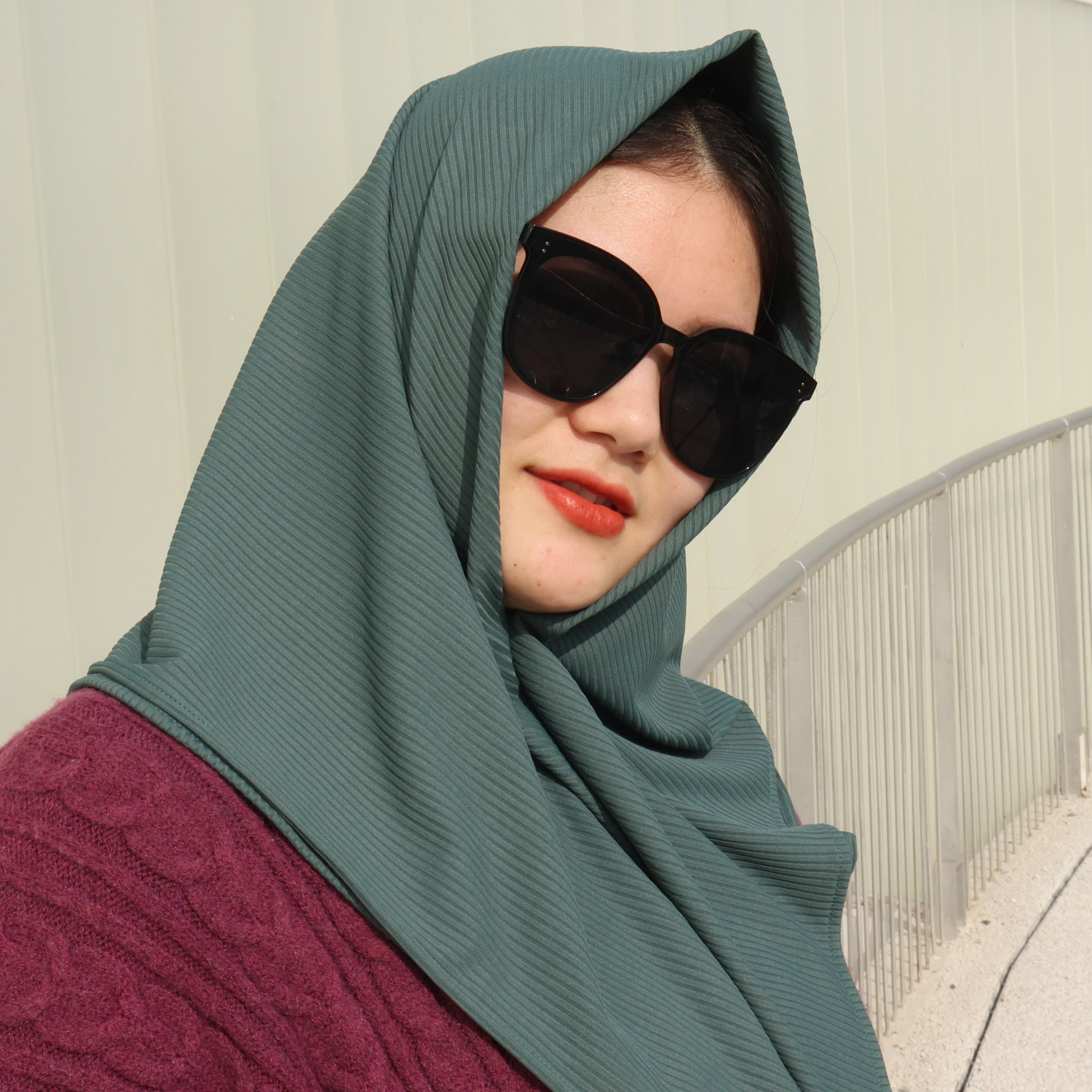 2023 Premium square ribbed Jersey hijab women scarf shawl luxury mixi stretchy cotton jersey hijab super quality jersey shawl