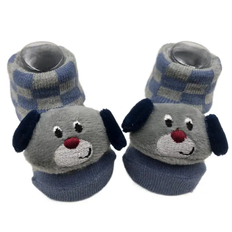 Cute Infant Baby  Printed Rattle Socks Cotton Toddler 3D Animal  Baby Socks With Toy And Rattle