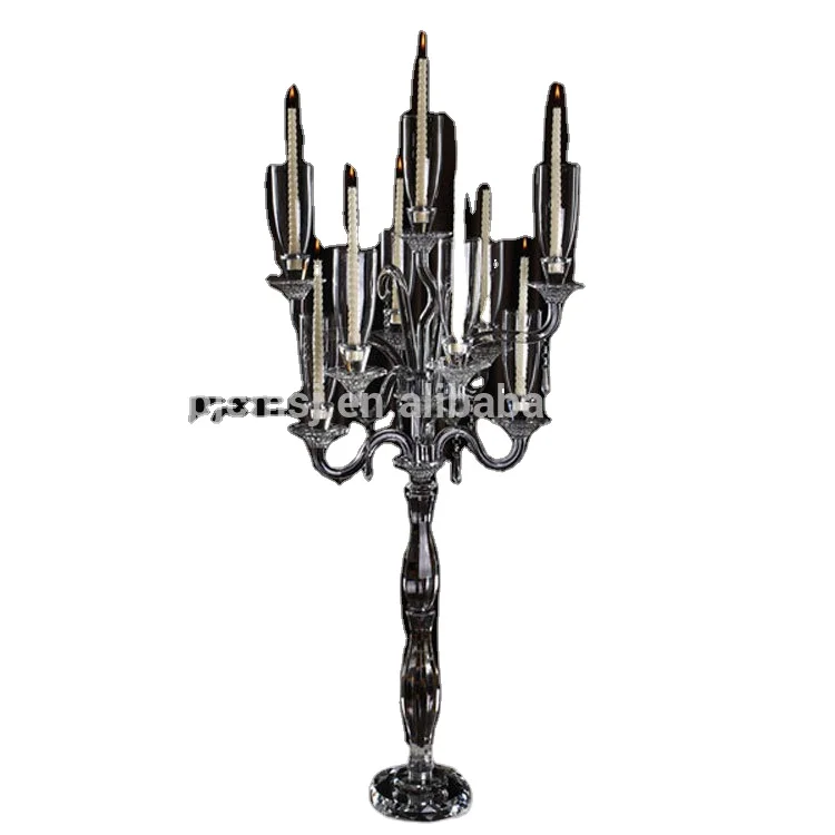 Transparent Antique 3 arms lotus Crystal Candelabra For Religious Activities