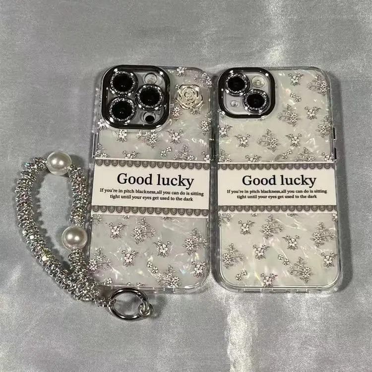 Three-dimensional camellia  Flowers   flower phone case with chain for all phones