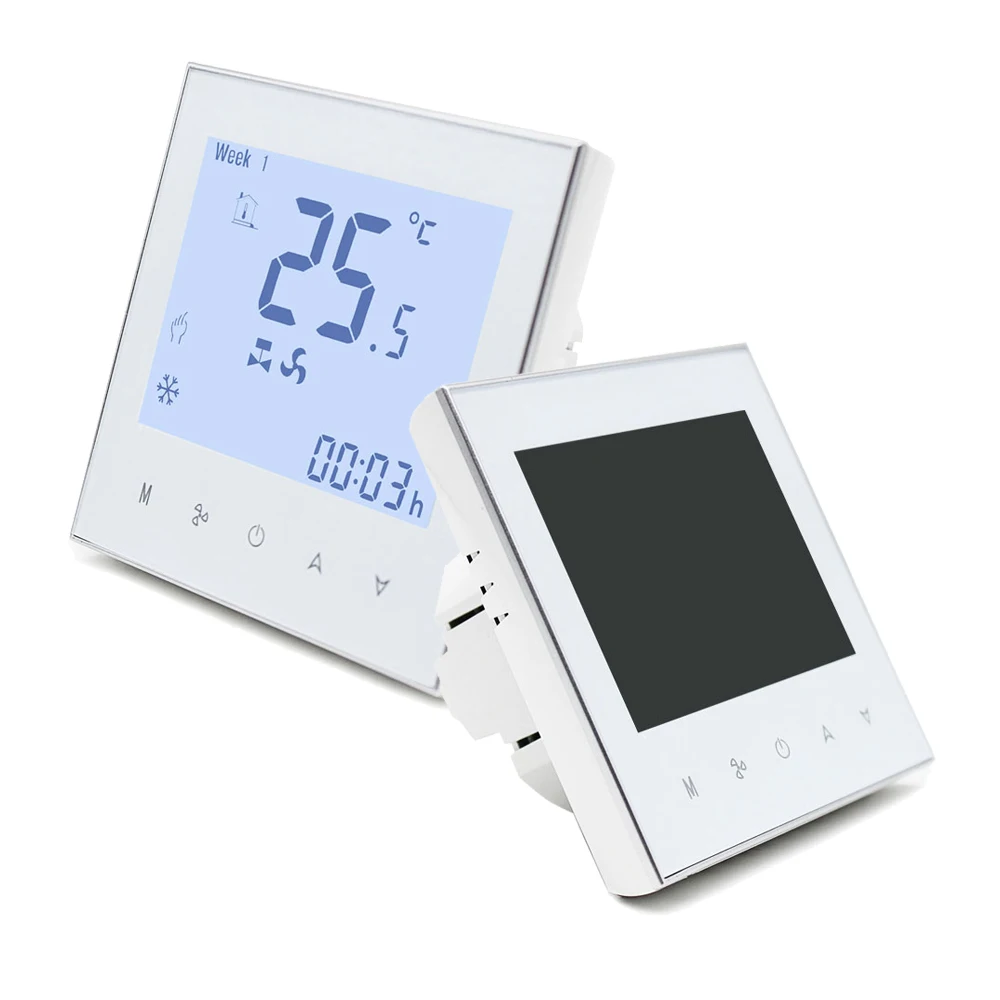 HVAC WF01 2Pipe 4Pipe Temperature Controller Wifi Tuya Smart House 3 Speed Fan Coil Thermostat