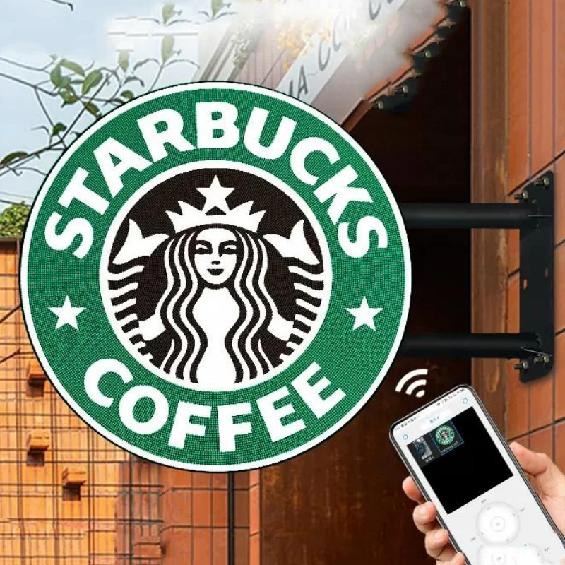 Wall Mounted Outdoor Waterproof P2.5 Double-sided Round Screen Led Display Coffee Shop Front Advertising Light Box Signage