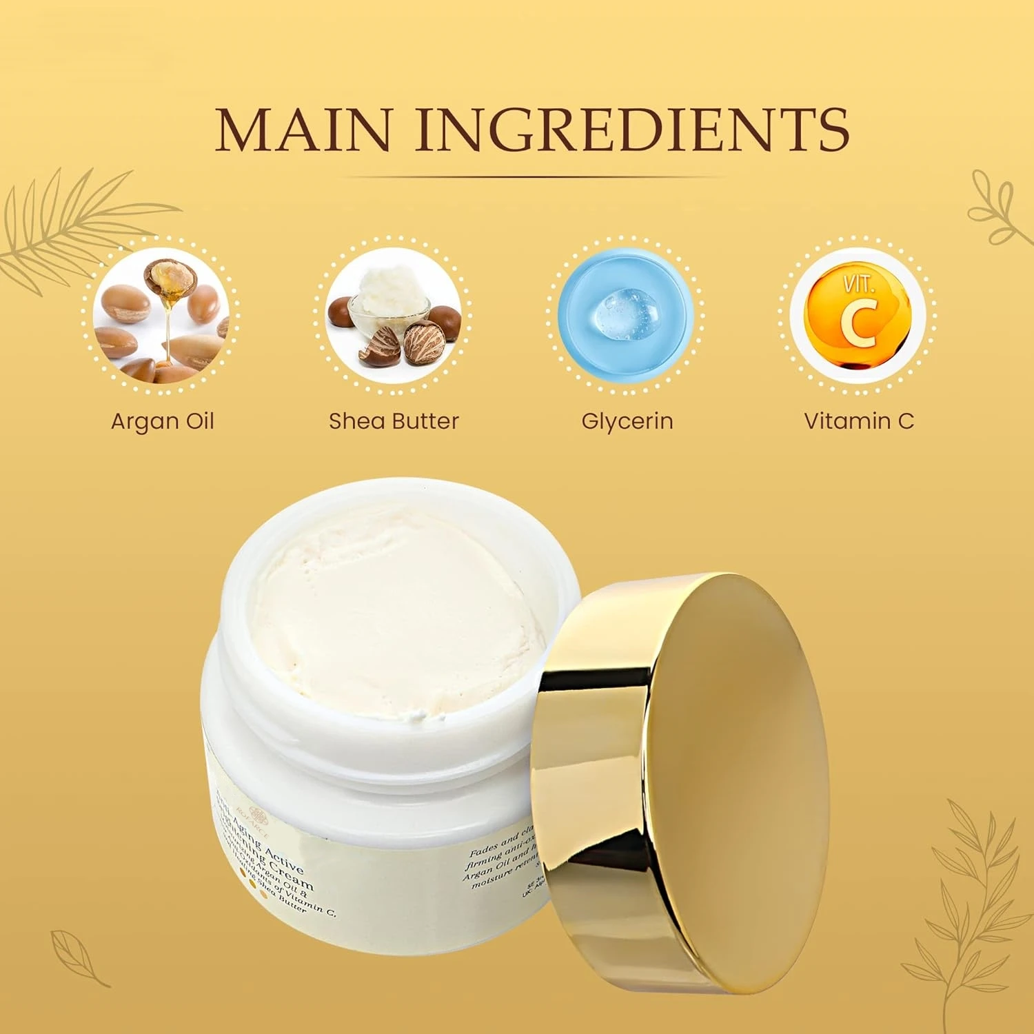 Private Label Natural 100ml Skin Brightening Cream with Argan Oil and Shea Butter for Face, Body, Hands, Elbows, Knuckles
