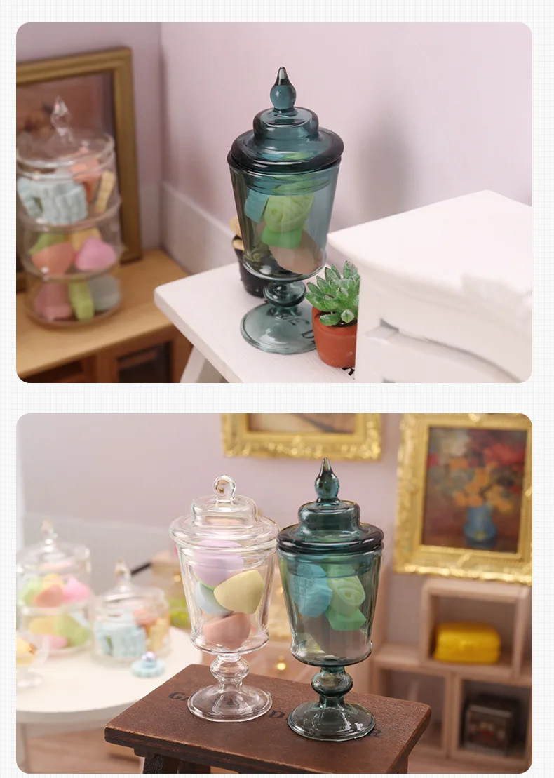 new arrival dollhouse accessories miniature mini empty glass candy jar sugar  pot biscuit jar can for bjd dolls and doll house