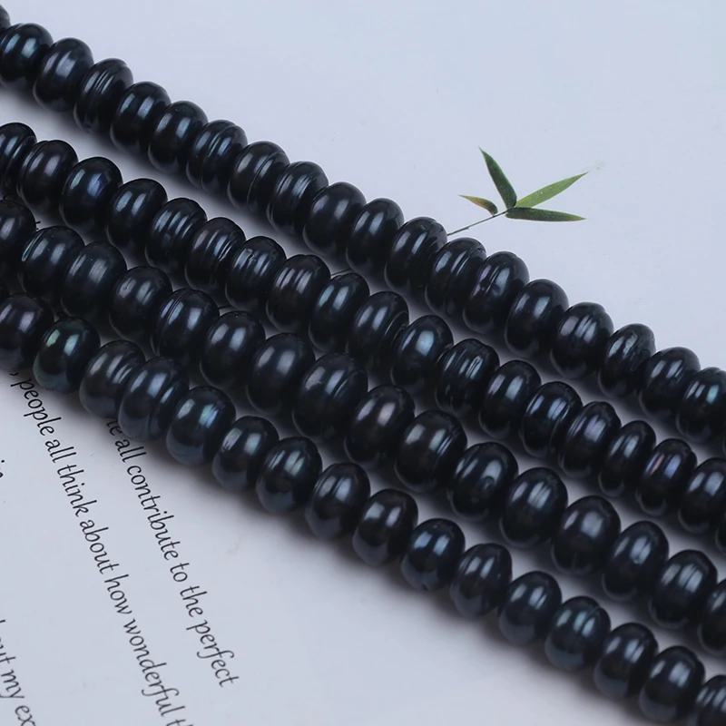 Wholesale 12-13mm black color Button Shape Freshwater Pearl Beads Strands For Jewelry Making