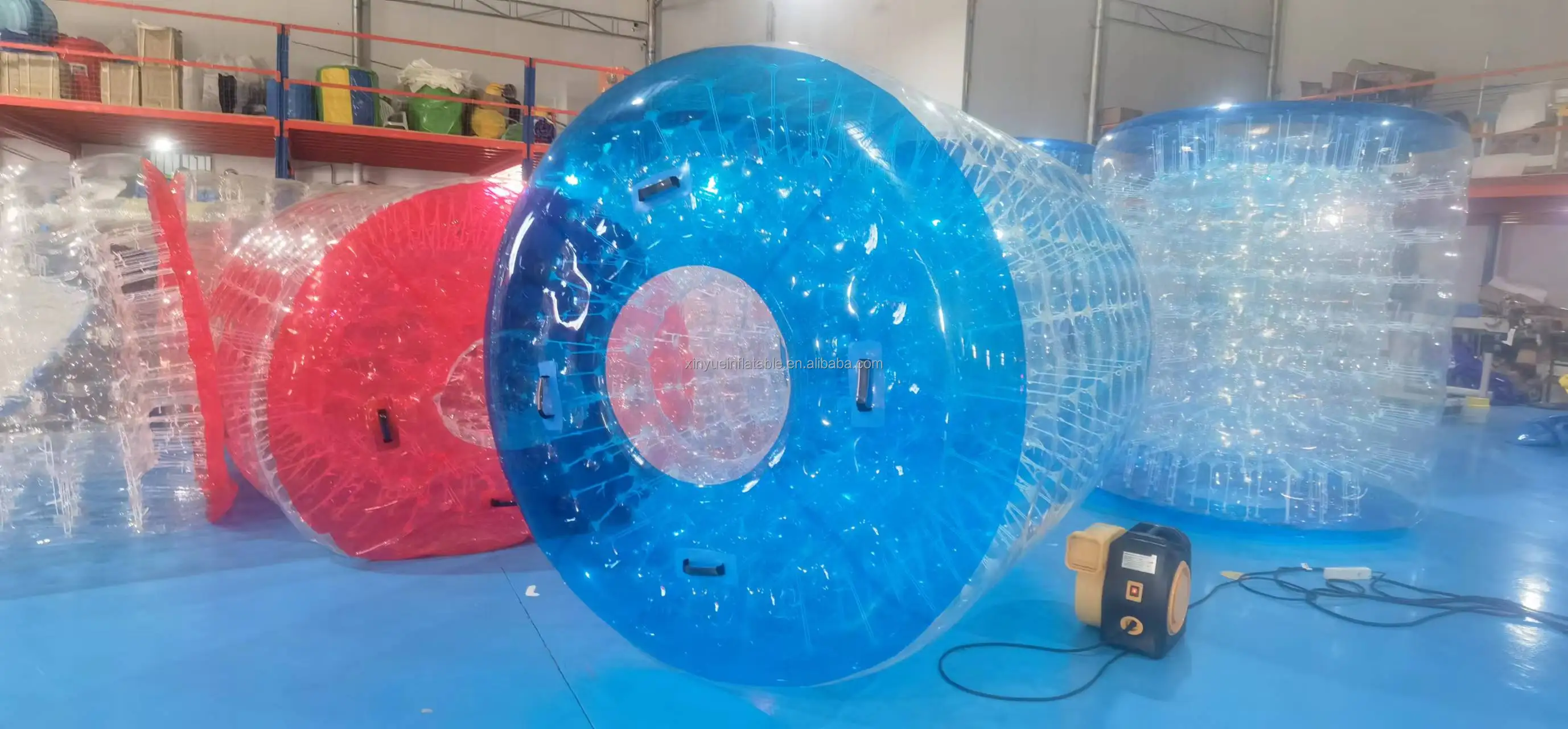 Custom 1.0mm Pvc Inflatable Floating Water Roller Zorb Ball Hamster Wheel Inflatable Water Toys For Sale
