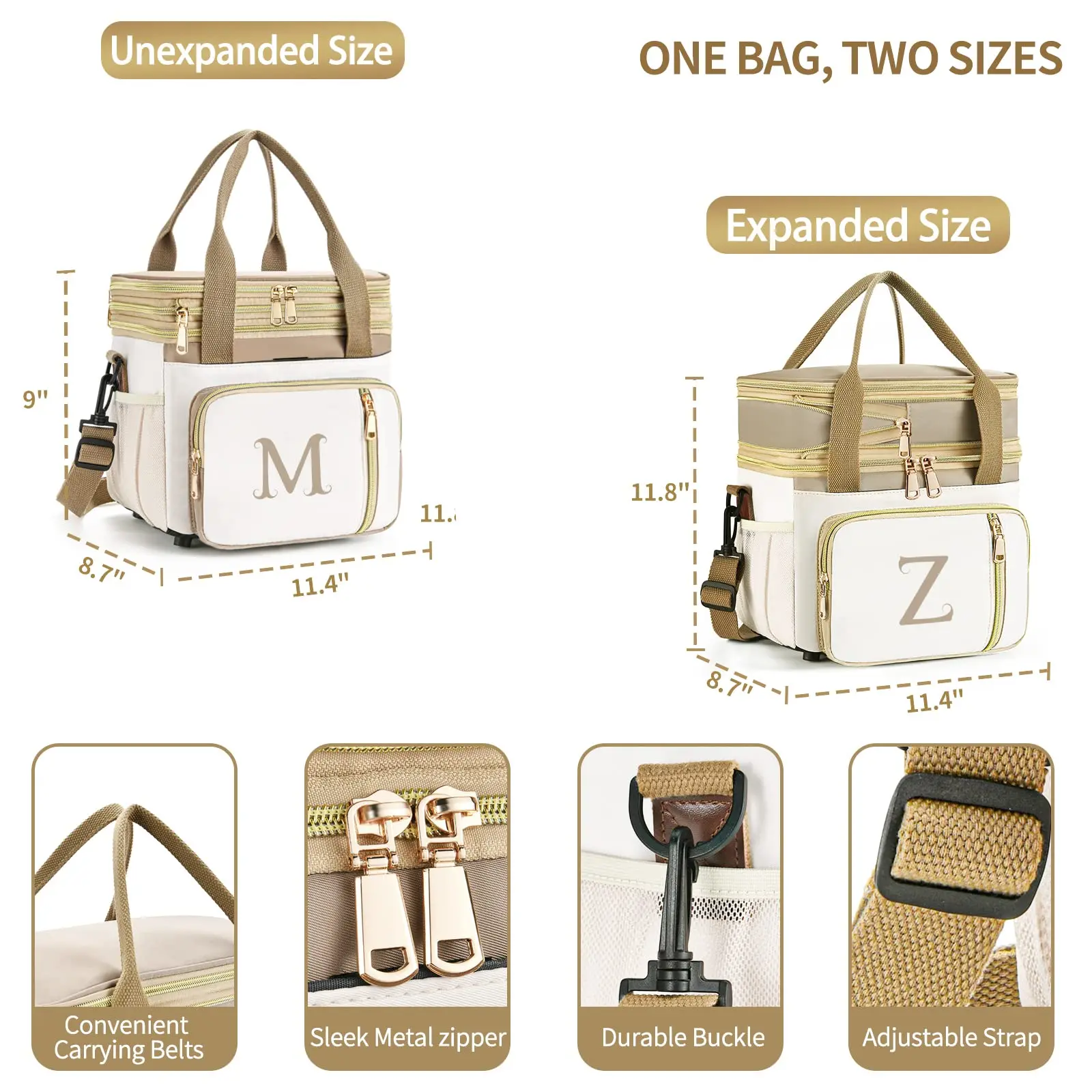 Oxford Soft Cooler Bag with Ice Pack - New Style Waterproof Lunch Bags for Thermal Insulation at Beach Camping Picnic