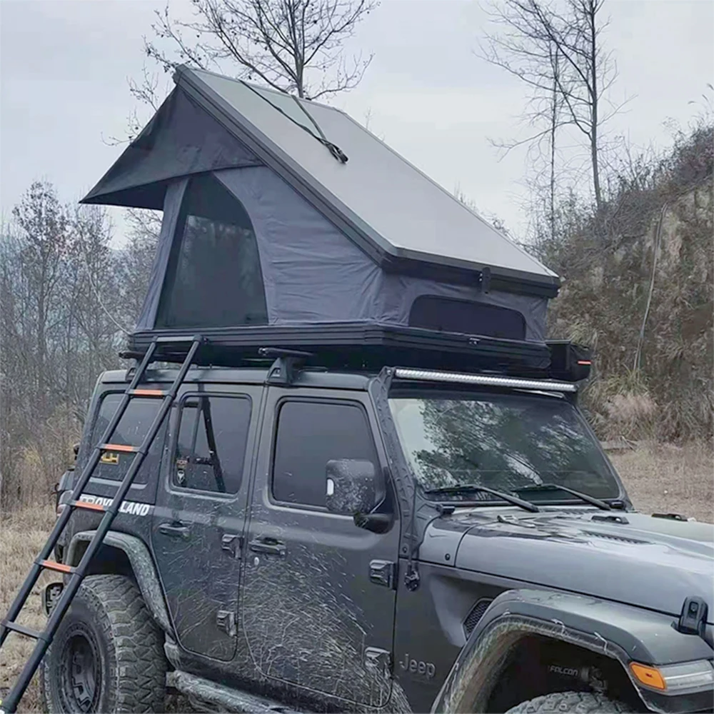 OEM 4X4 Aluminium Triangle SUV  Roof Top Tent Hard Shell Tent For Camping Car Roof Tent(With Window On Back)