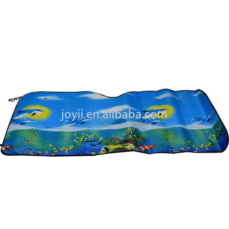 Folding car front windshield sun shade with pouch for customized logo automotive window blinds car front windscreen sun shade