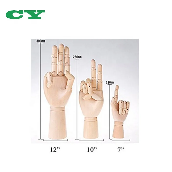 Wooden Sectioned Opposable Articulated Left Right Hand Figure Manikin Hand Model