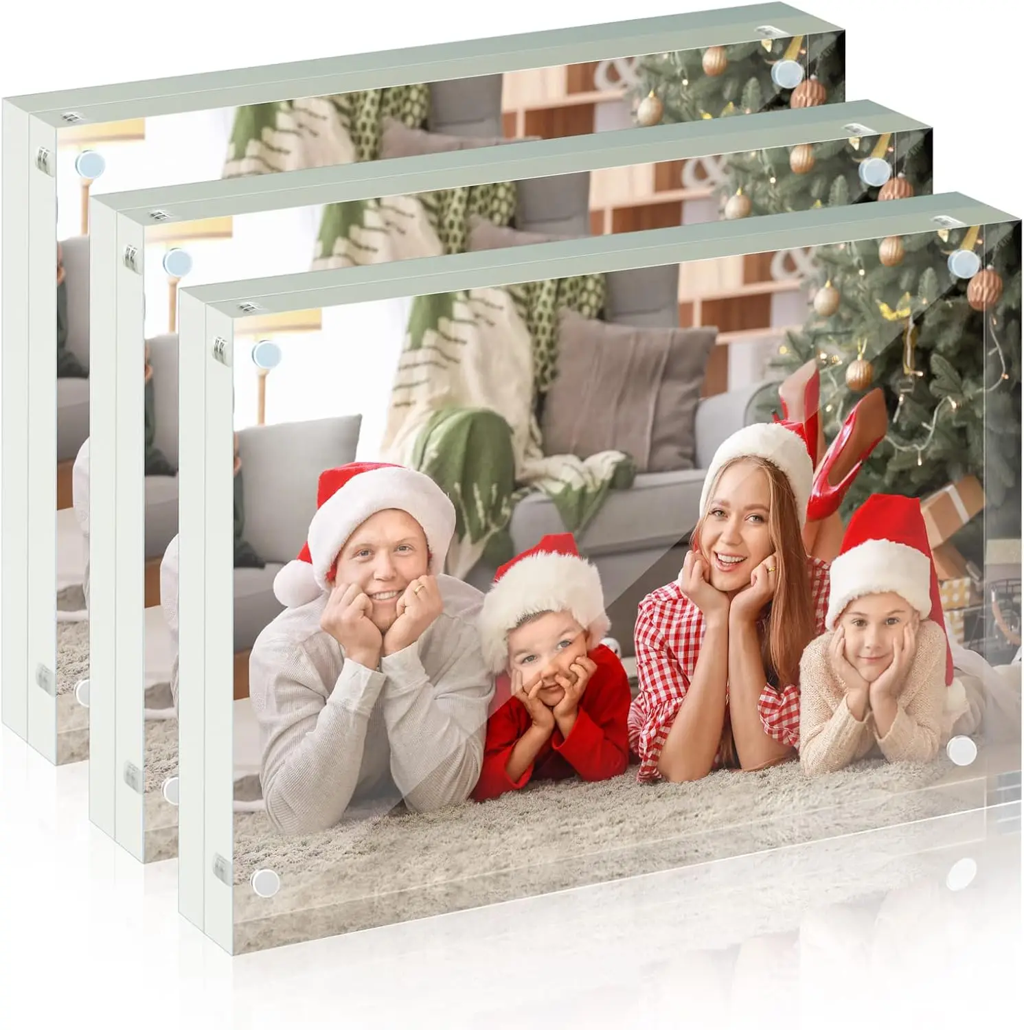 Premium 4x6 5x7 Acrylic Horizontal Magnet Double Sided Picture Frame Clear Magnetic Picture Frame Logo Gift 3 Pack Picture Frame