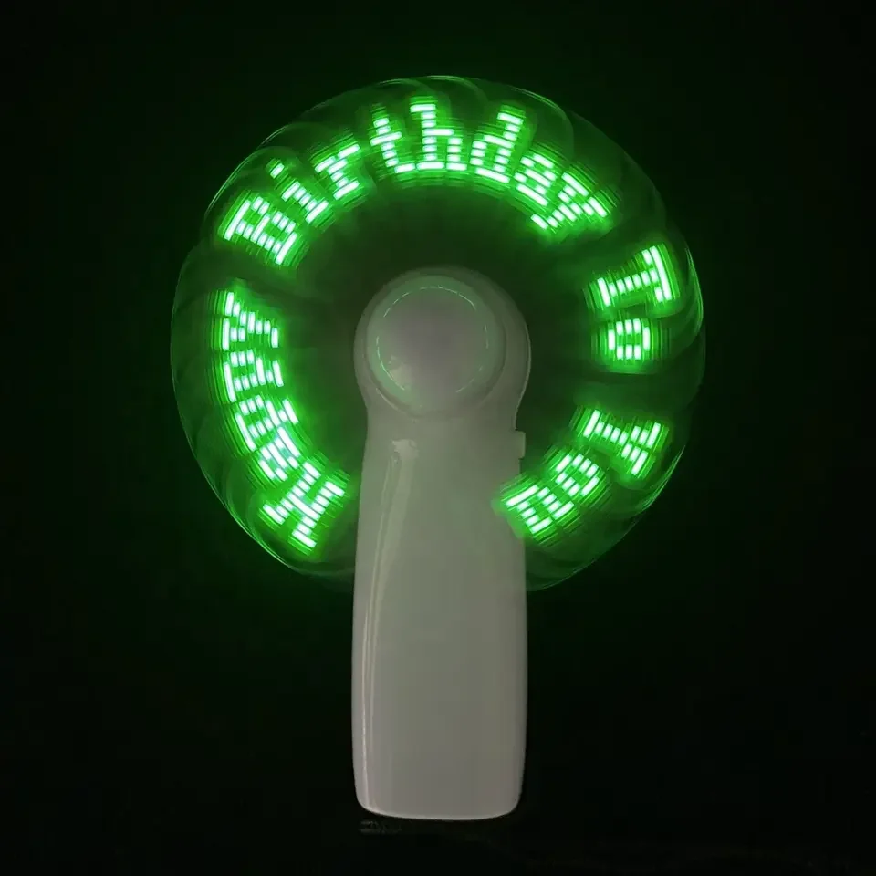 Programmable Mini Advertising Led Lighting Custom Message Handheld Fan with Led Message Mini Fan