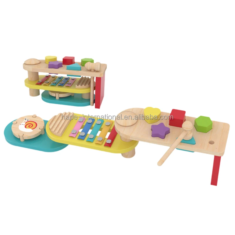 Hot selling music toy set infant educational toy montessori wooden kid music instrument baby toy musical instruments
