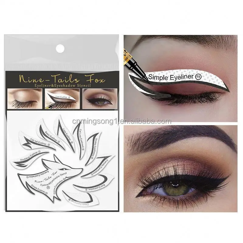 Wholesale Makeup Tool 24 pcs Nine-Tailed Fox Eyebrow Stencils Non-woven Fabric Eyebrow Card Eyeshadow Stencils For Eye Makeup