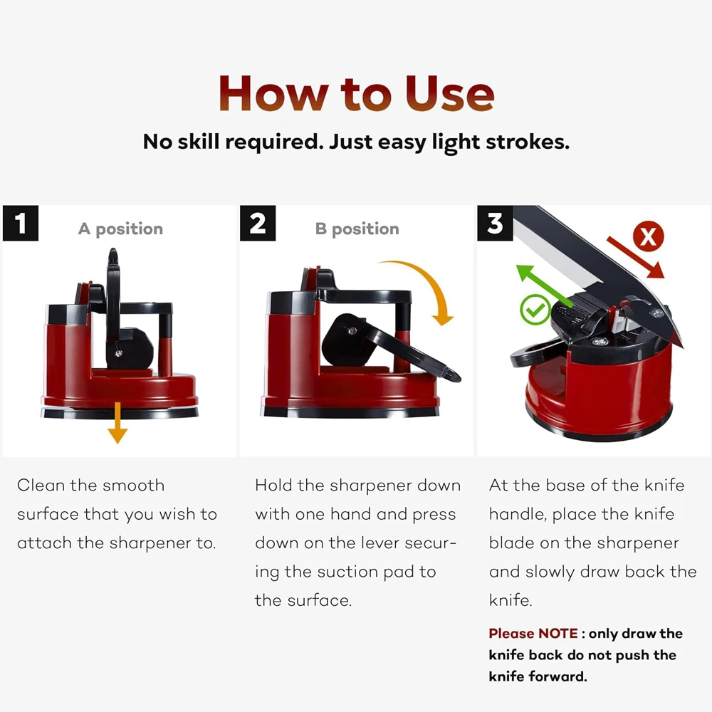 KITCHENCARE Wholesale Manual Knife Scissors Sharpener Tool Grinder Tungsten Kitchen Knives Sharpener with Suction