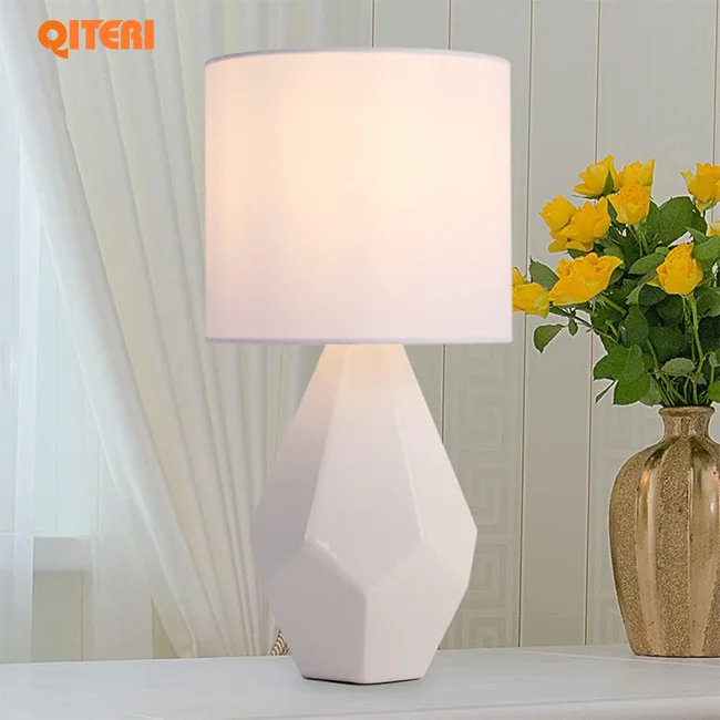Minimalist style white ceramic desk lamp living room kitchen bedroom decoration lighting LED Table lamp
